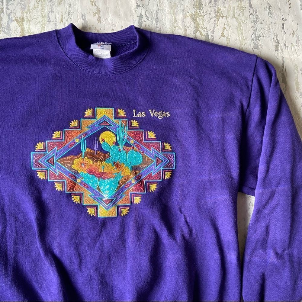 Southwestern Aztec oversized vintage Las Vegas Crewneck sweatshirt Y2K cactus